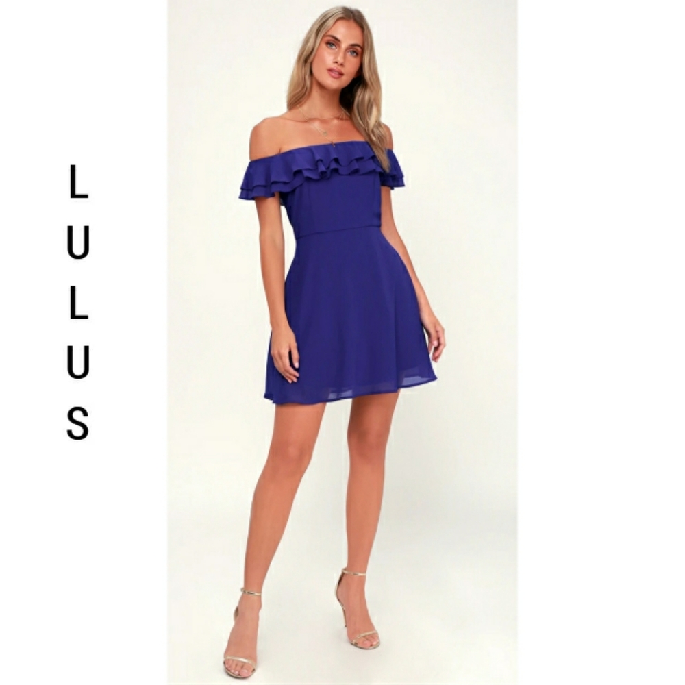 NWT Lulu's Ruffle Off- Shoulder Skater Dress